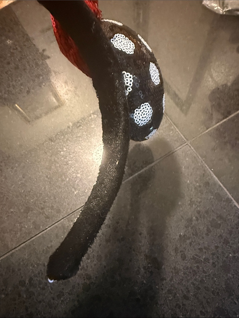 Disney Parks Minnie Mouse Authentic and White Sequin Polka Dot Ear Headband - Picture 6 of 9